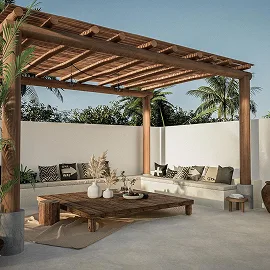 Shaded tropical lounge pavilion